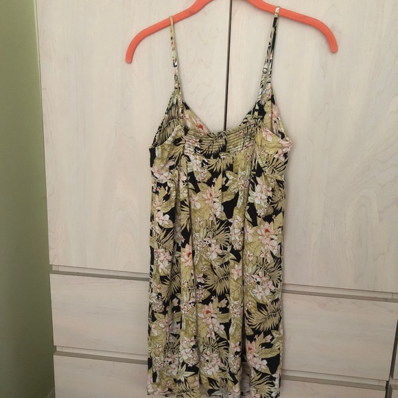 Beautiful New Volcom Black Floral Palm  Spaghetti Strap Dress - Picture 4 of 5